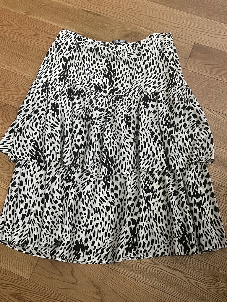 Lafayette 148 New York Black And White Tiered A-Line Skirt Size 14 Nwt